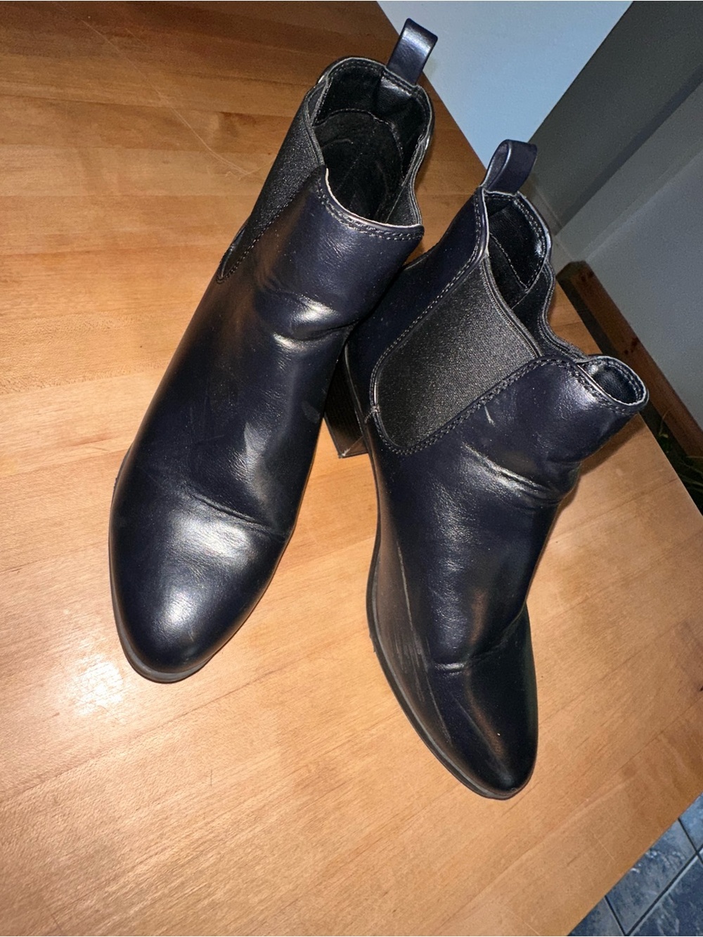 Black Leather Chelsea Ankle Boots